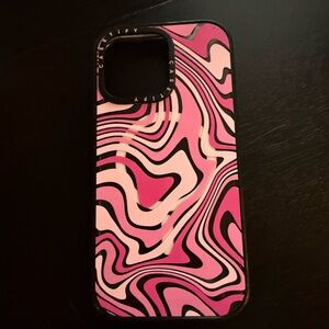 iPhone 15 Pro Max Casetify Vibrant Pink and Black Wave MagSafe Case